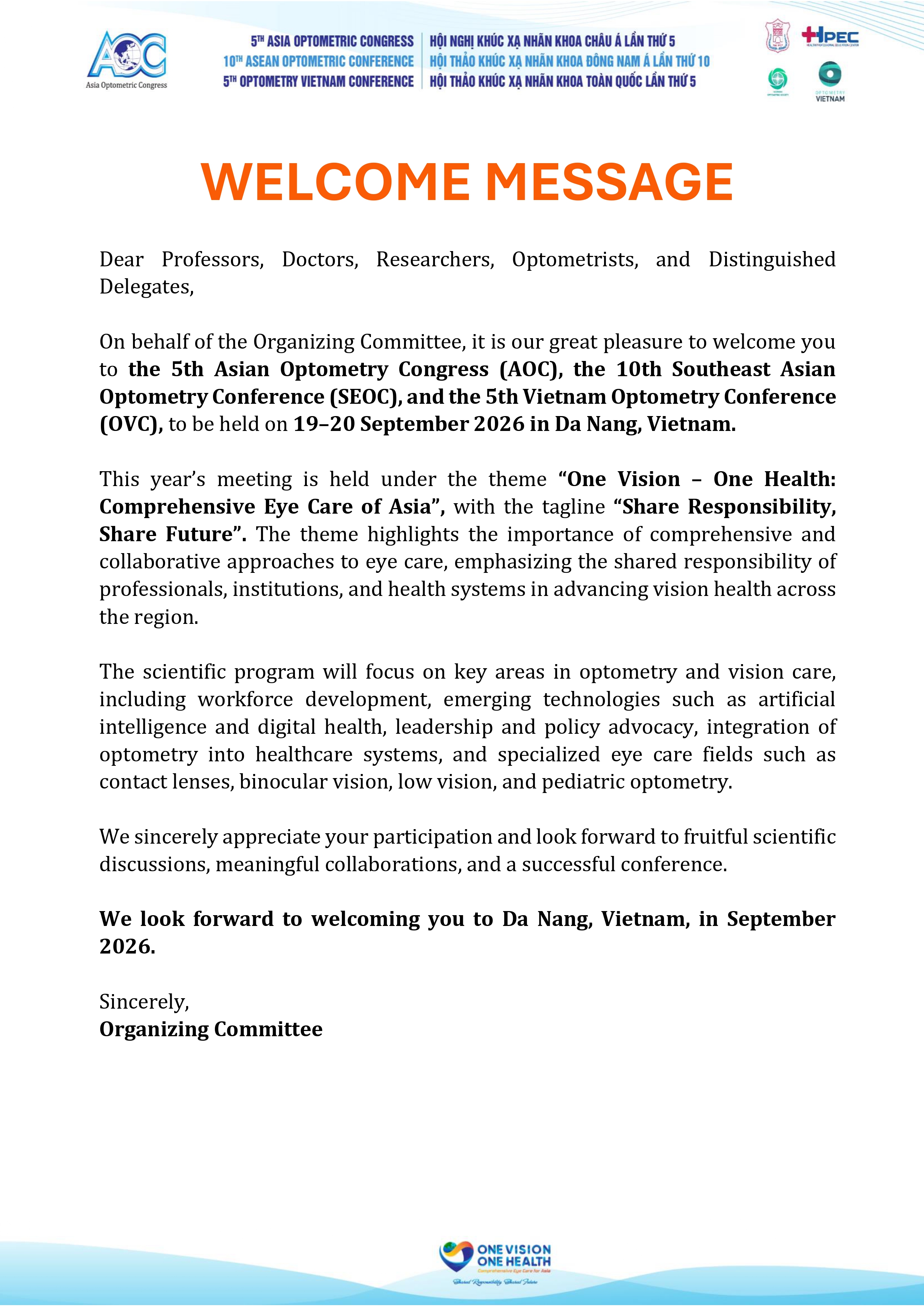 Welcome Message